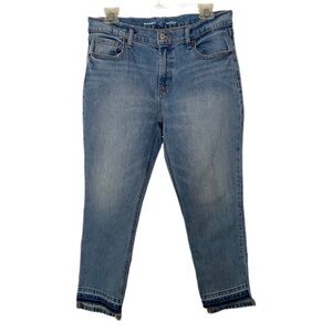 Old Navy Blue Mid-Rise Boyfriend Jeans grunge, punk, streetwear Size 4 Petite